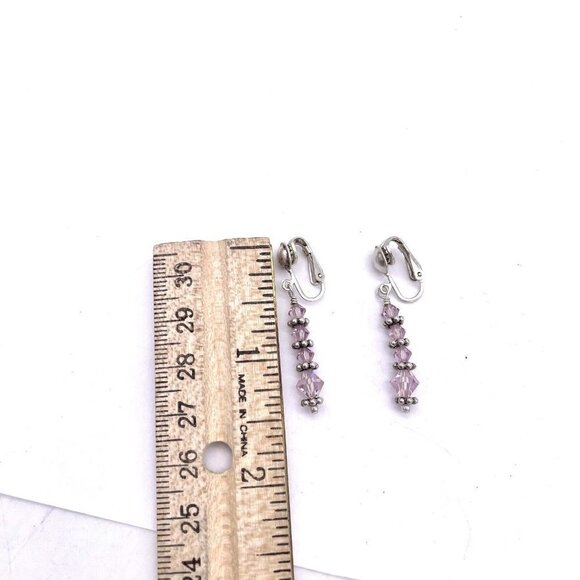 925 Sterling Silver Faceted Beaded Dangle Earrings Lever Back Closure - Picture 2 of 4